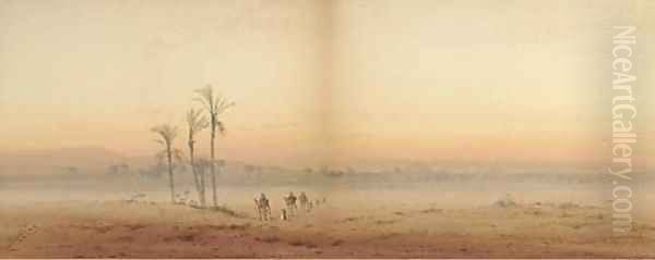 Sunset in the desert Oil Painting by Augustus Osborne Lamplough