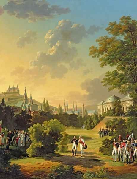 Meeting Between Napoleon I 1769-1821 and Ferdinand III 1769-1824 Grand Duke of Tuscany at Wurtzburg Oil Painting by Hippolyte Lecomte