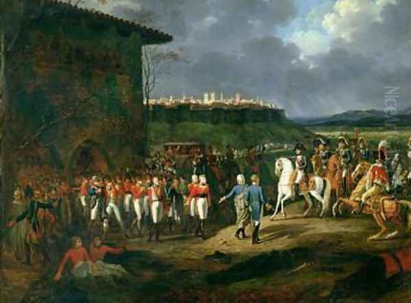 The English Prisoners at Astorga Being Presented to Napoleon Bonaparte 1769-1821 Oil Painting by Hippolyte Lecomte