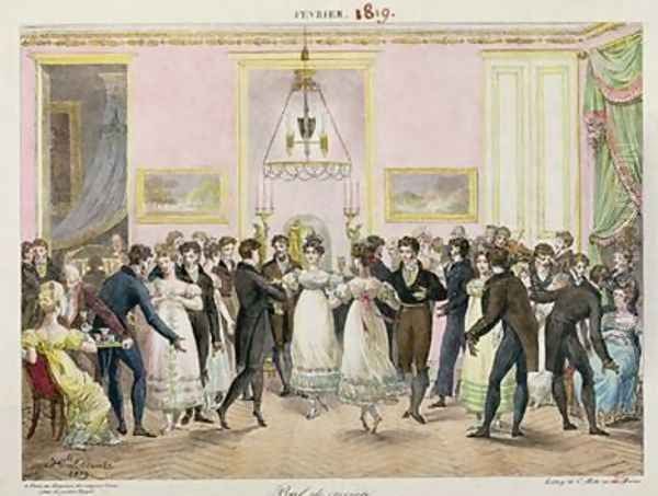 A Society Ball Oil Painting by Hippolyte Lecomte