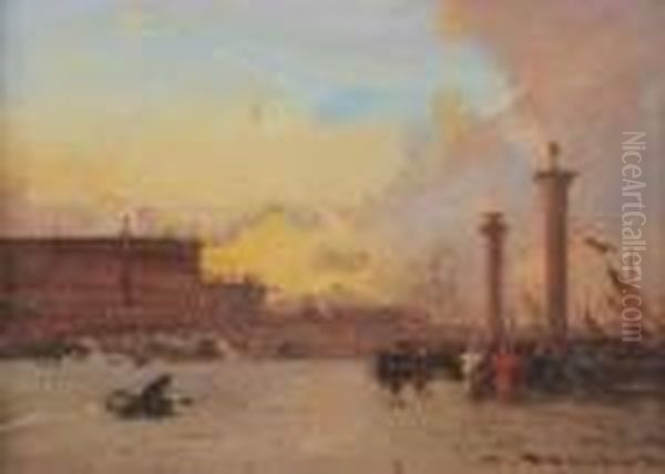 Venise, La Place Saint Marc Oil Painting by Henri Duvieux