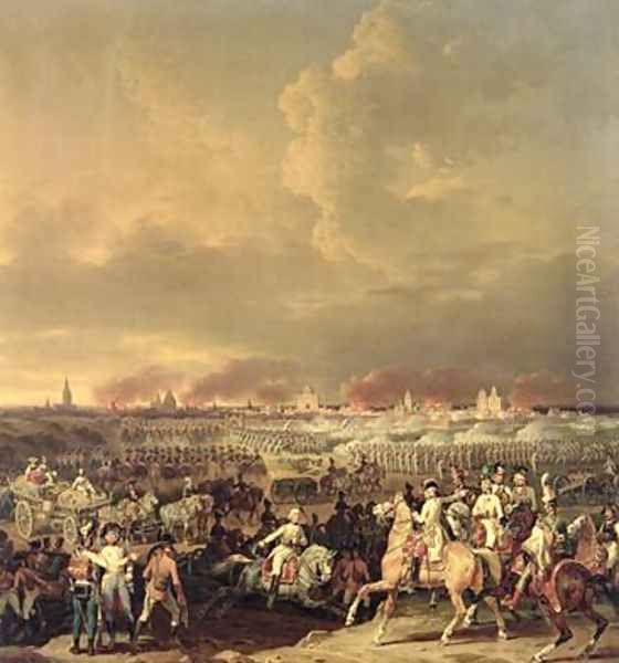 The Siege of Lille by Albert de Saxe-Tachen 8th October 1792 Oil Painting by Hippolyte Lecomte