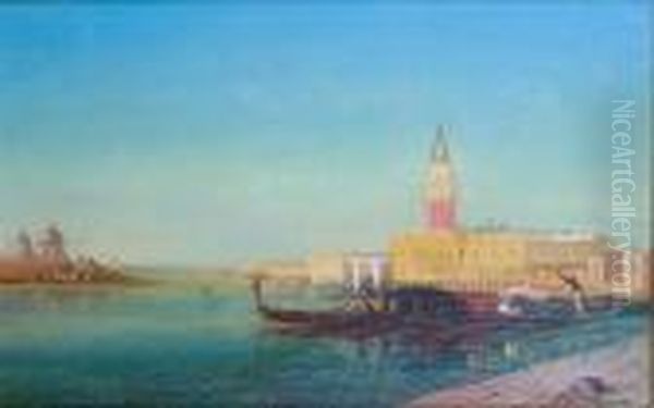 Gondole A Venise Oil Painting by Henri Duvieux