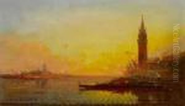 Ansicht Von Venedig Bei Sonnenuntergang Oil Painting by Henri Duvieux