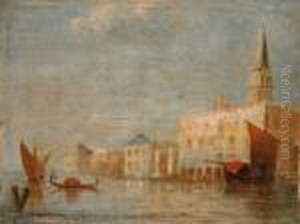 Venice Canal Scene Oil Painting by Henri Duvieux