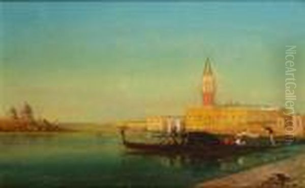 Gondoles A Venise Oil Painting by Henri Duvieux