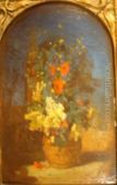 Bouquet De Fleurs Des Champs Dans Une Potiche Oil Painting by Henri Duvieux