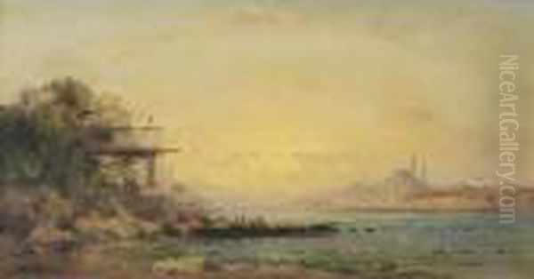 Bateau Au Large De Constantinople Oil Painting by Henri Duvieux