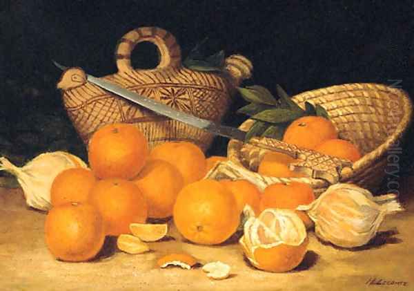 Les Oranges Oil Painting by Hippolyte Lecomte