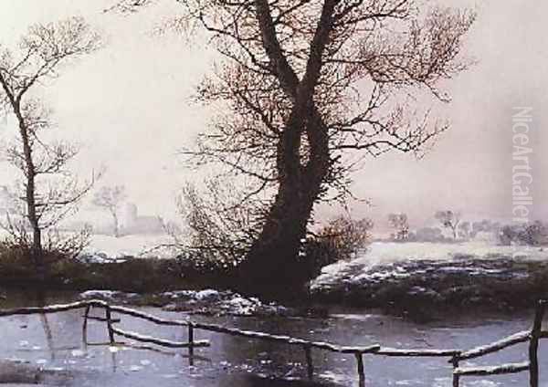 The Frozen Pool Oil Painting by John Berney Ladbrooke