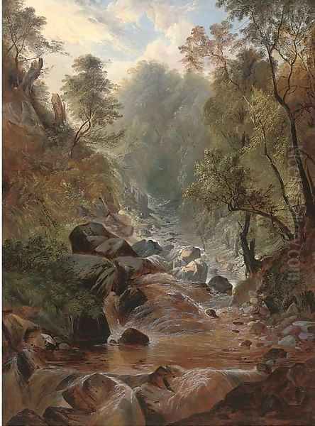 Stockghyll Force, Ambleside Oil Painting by John Berney Ladbrooke