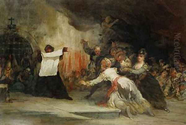 A Scene of Exorcism Oil Painting by Eugenio Lucas y Padilla