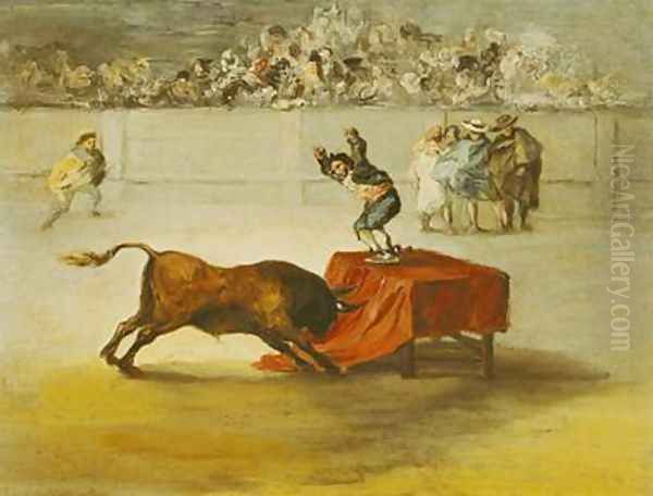 Martinchos Other Folly in the Bull Ring at Saragossa after a painting by Francisco Goya 1746-1828 Oil Painting by Eugenio Lucas y Padilla