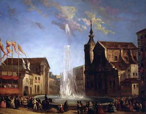 The Water Supply of Lozoya at the Fountain of the Calle de San Bernardo 1858 Oil Painting by Eugenio Lucas y Padilla