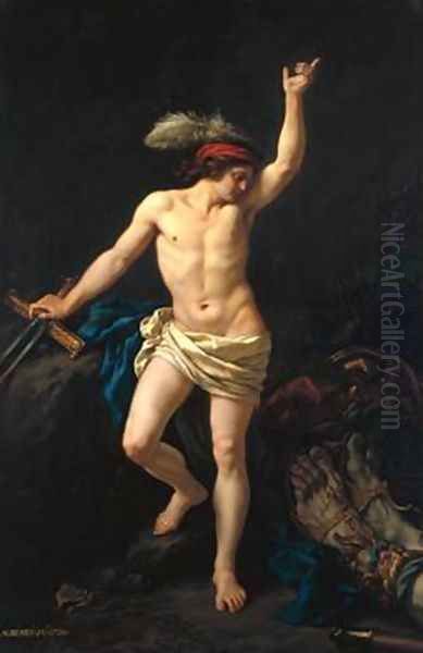 David Victorious Oil Painting by Jean Jacques II Lagrenee