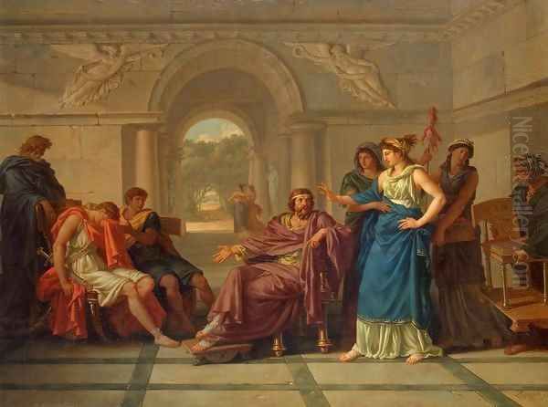 Helen Recognising Telemachus, Son of Odysseus Oil Painting by Jean Jacques II Lagrenee