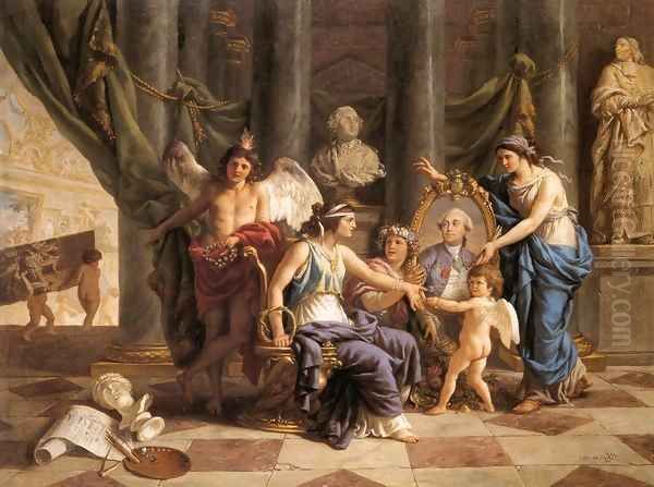 Allegory on the Installation of the Museum in the Grande Galerie of the Louvre Oil Painting by Jean Jacques II Lagrenee