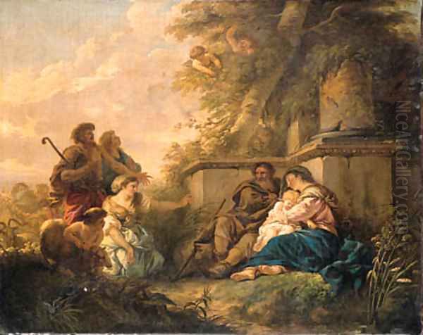 The Rest on the Flight into Egypt Oil Painting by Jean Jacques II Lagrenee