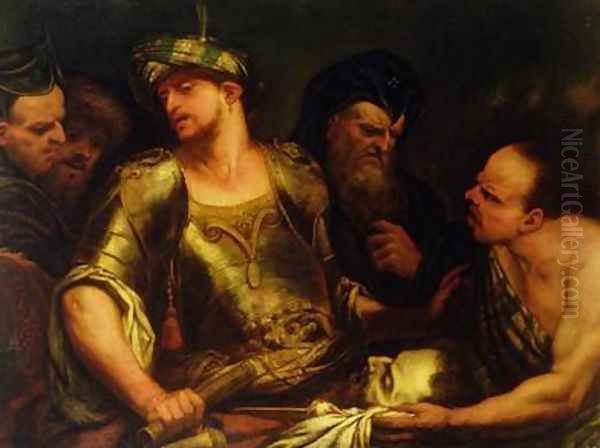 The Executioner Presents the Head of St John the Baptist to King Herod Oil Painting by Giambattista Langetti