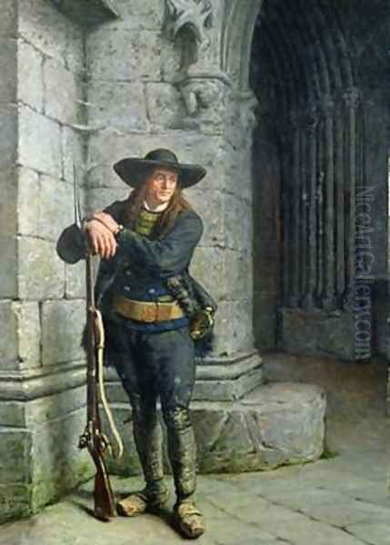 Armed Breton Guarding a Porch Oil Painting by Charles Loyeux