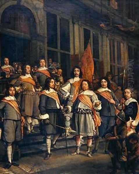 A Company of the Hague Arquebusiers Oil Painting by Maerten Lengele