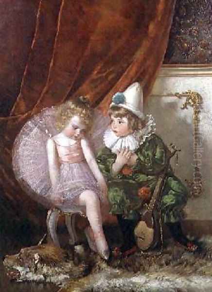 Pierrot and Pierrette Oil Painting by Edmond Louyot