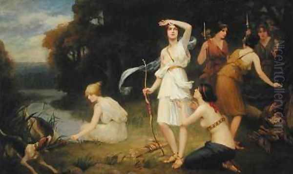 Diana and her Hunting Maidens Oil Painting by Fernand Le Quesne