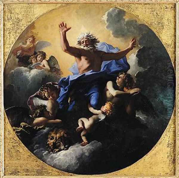 God the Father Carried by Angels Oil Painting by Charles de Lafosse