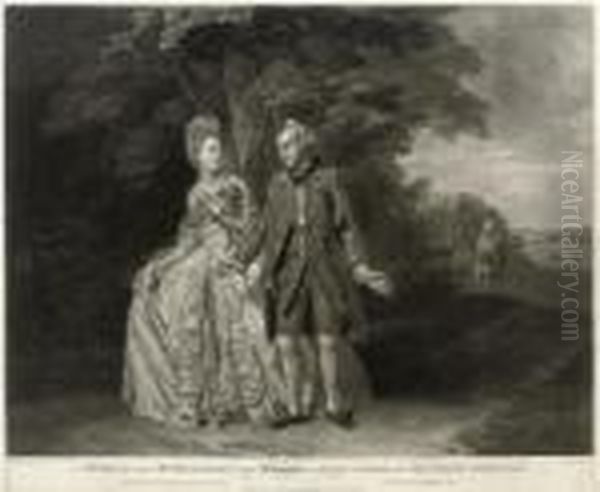 Mr King And Mrs Baddeley In The Characters Of Lord Ogleby, And Miss Fanny Sterling Oil Painting by Richard Earlom