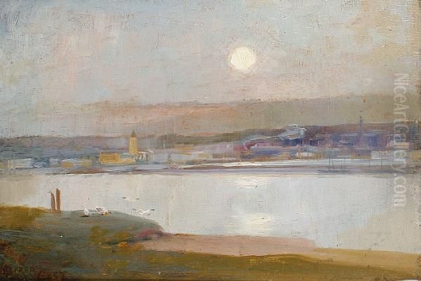 Moonshine Over The Hayle From Lelant Oil Painting by Sir Alfred East