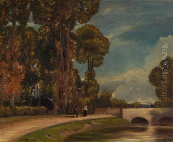 By The Bridge Oil Painting by Sir Alfred East