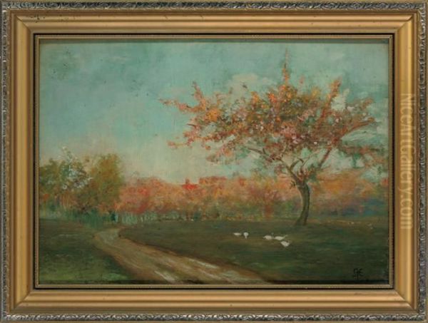 Geese In The Park Oil Painting by Sir Alfred East