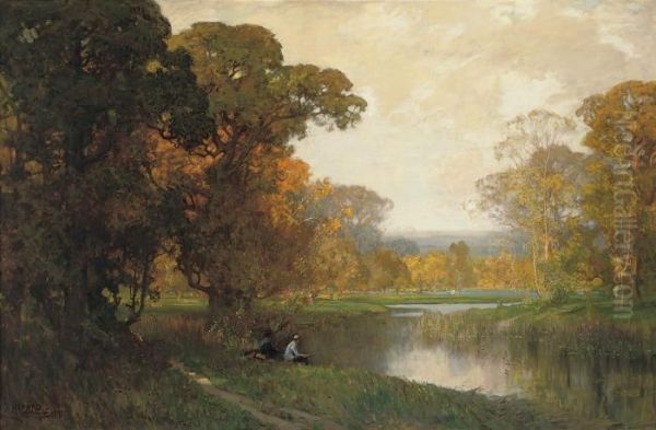 Opulent Autumn Oil Painting by Sir Alfred East