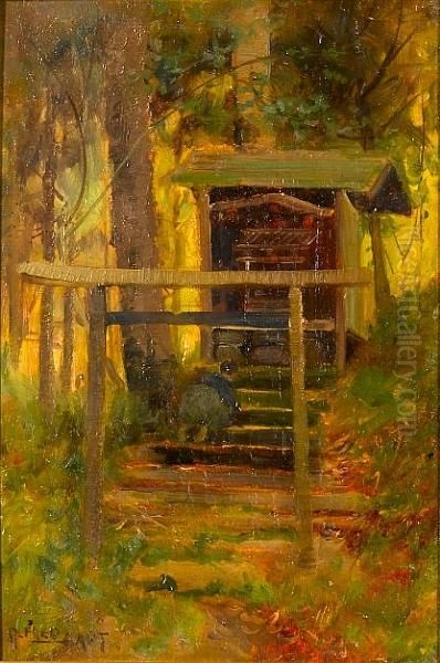 A Woodland Shrine, Japan Oil Painting by Sir Alfred East