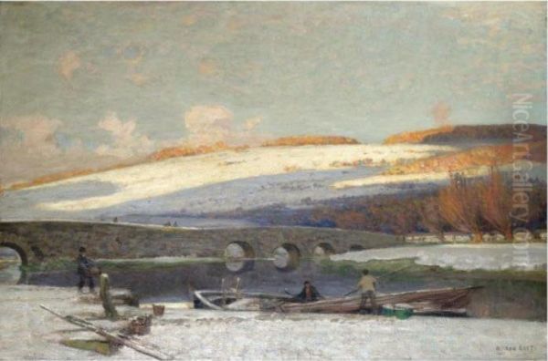 Amberley Bridge Oil Painting by Sir Alfred East