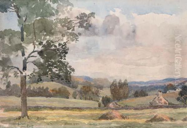 A Quiet Rural Village Oil Painting by Sir Alfred East