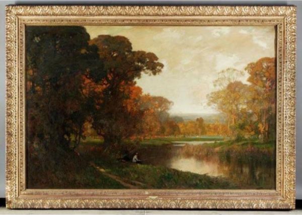 Opulent Autumn Oil Painting by Sir Alfred East