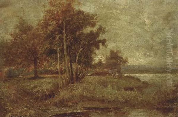 Autumn, A Backwater On The Thames Oil Painting by Sir Alfred East