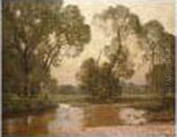 River Landscape Oil Painting by Sir Alfred East