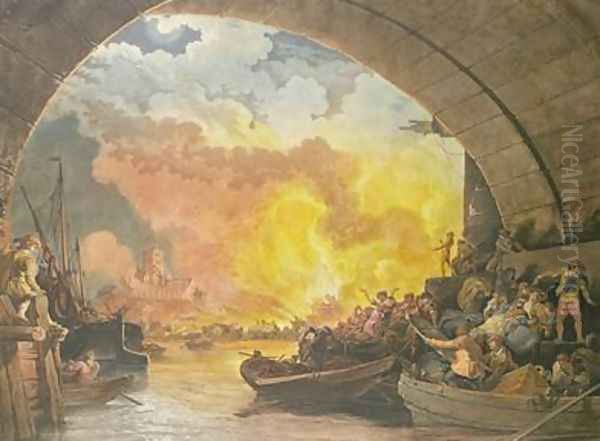 The Great Fire of London Oil Painting by Loutherbourg, Philippe de