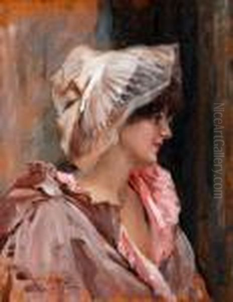 Parisian Lady In Peignoir by Albert Edelfelt