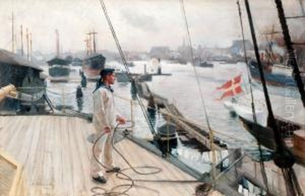 From The Port Of Copenhageni Oil Painting by Albert Edelfelt