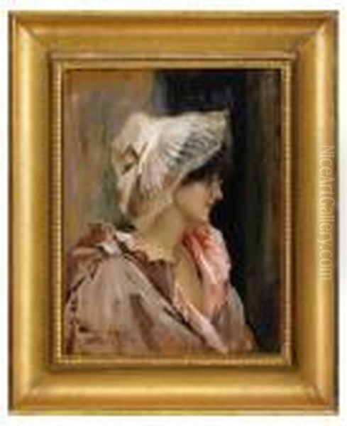 Parisisk Kvinna I En Peignoir Oil Painting by Albert Edelfelt