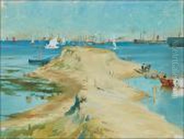 From Copenhagen Harbour Oil Painting by Albert Edelfelt