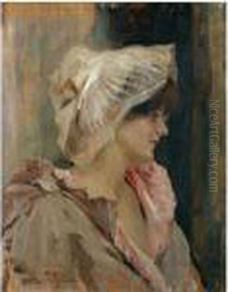 Paresetar Yoasussa (parisian Lady In A Peignoir) Oil Painting by Albert Edelfelt