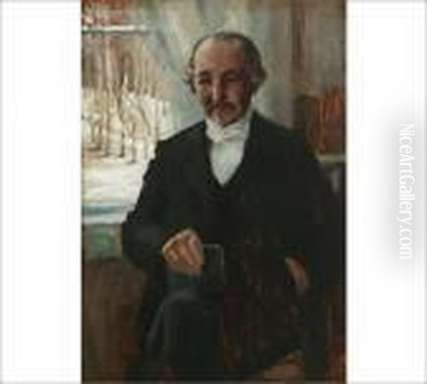 Zacharias Topelius Oil Painting by Albert Edelfelt