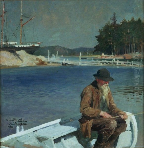 Old Fisherman Oil Painting by Albert Edelfelt