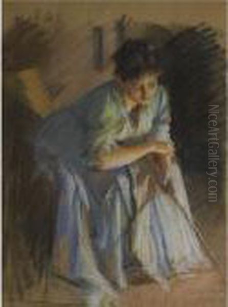 Jenny Carren Muotokuva (portrait Of Jenny Carre) Oil Painting by Albert Edelfelt