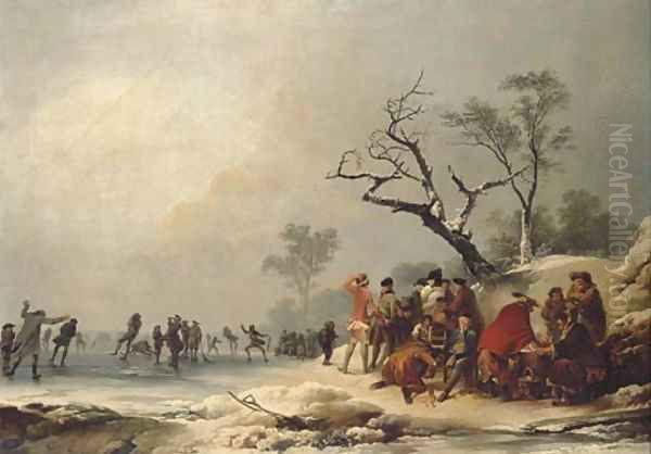 A winter morning with skating in Hyde Park Oil Painting by Loutherbourg, Philippe de