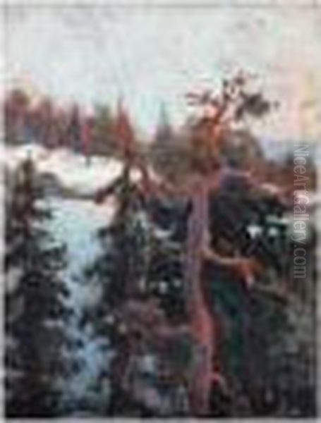 Talvimetsa (winter Forest) Oil Painting by Albert Edelfelt